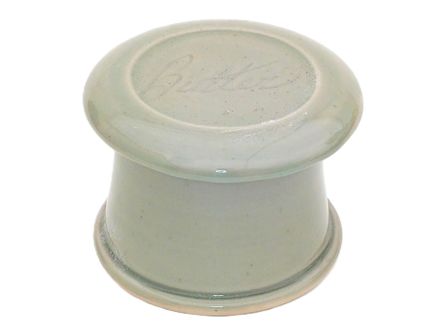 Celedon Butter--French butter dish sometimes called a french butter keeper, french butter crock