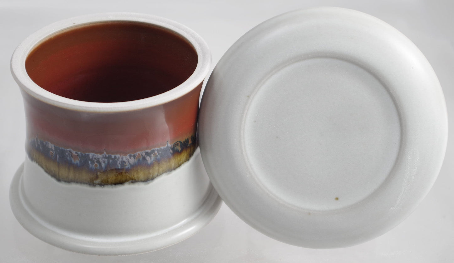 White Satin--French butter dish sometimes called a french butter keeper, french butter crock