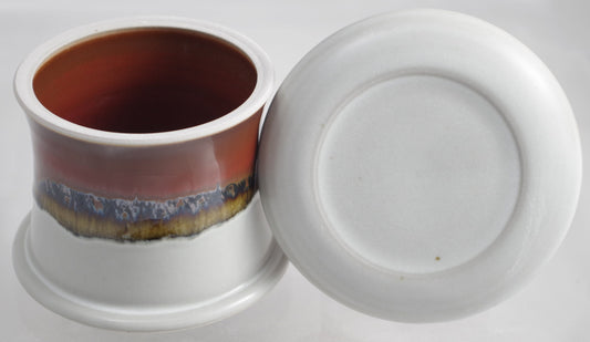White Satin--French butter dish sometimes called a french butter keeper, french butter crock