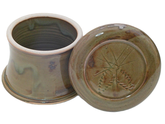 Gloss Moss Pine Cone--French butter dish sometimes called a french butter keeper, french butter crock