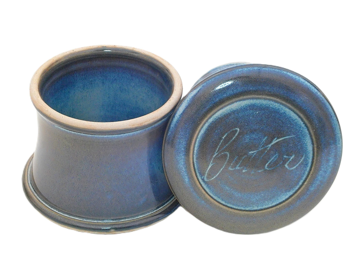 Blue Moon Butter-French butter dish sometimes called a french butter keeper, french butter crock