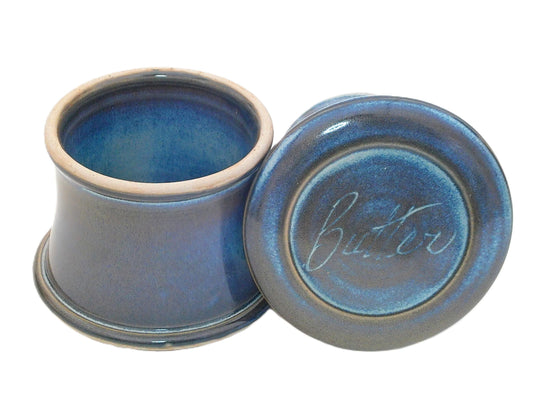 Blue Moon Butter-French butter dish sometimes called a french butter keeper, french butter crock
