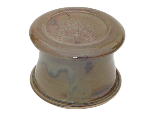 Gloss Moss Pine Cone--French butter dish sometimes called a french butter keeper, french butter crock