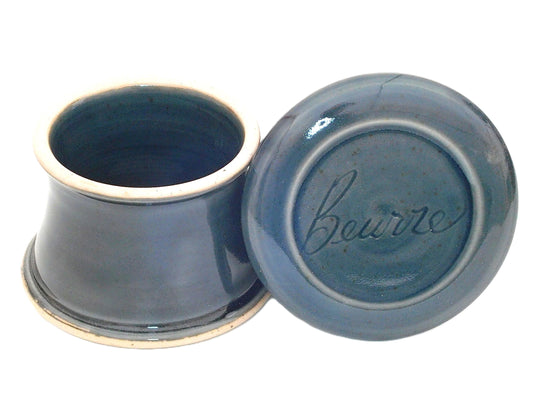 Misty Blue Beurre--French butter dish sometimes called a french butter keeper, french butter crock